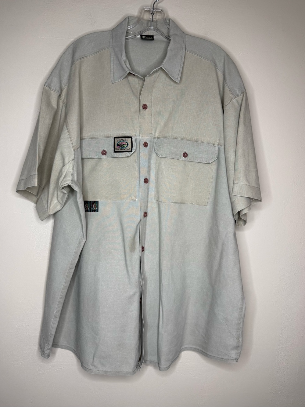 Senqu Riverwear Fishing Casual Short-Sleeve Button Down Shirt Size Large
